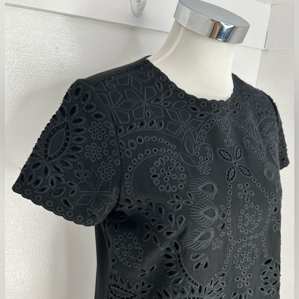 J. Mclaughlin Eyelet Black Dress Size Small Embroidered New Bainbridge Jewel - Picture 4 of 13